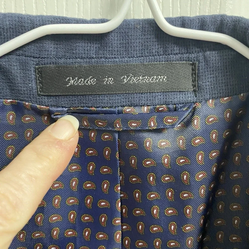 Chaps Navy Blue‎ Men's Sport Coat 48R Lined Jacket. Suede Feel
